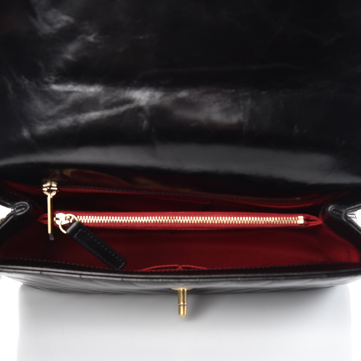 Calfskin Chevron Quilted Small Coco Handle Flap Black