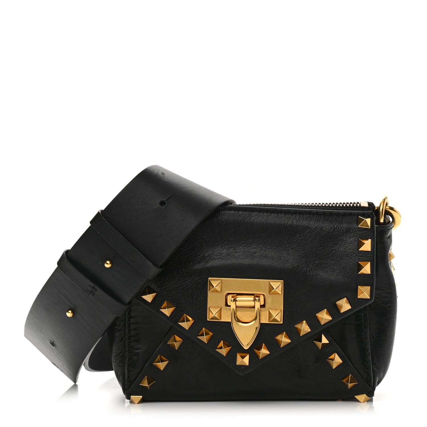 Valentino Garavani Grainy Calfskin Small Rockstud Hype Shoulder Bag Black 1 of 10