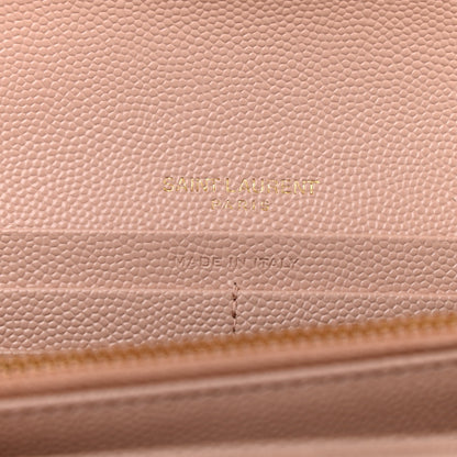 Saint Laurent Grain De Poudre Matelasse Chevron Monogram Wallet Pale Pink 6 of 10