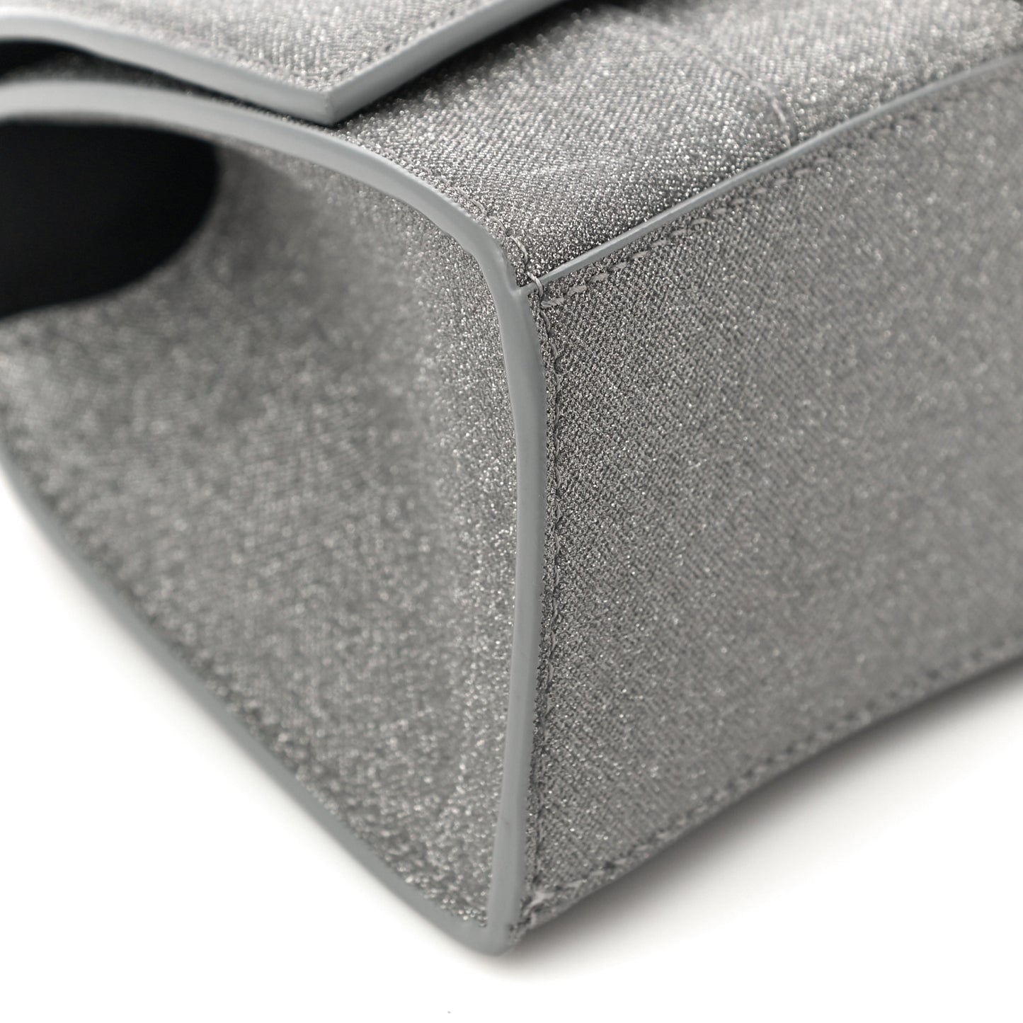 Glitter Fabric Hourglass Top Handle Bag XS Grey