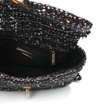 Chanel Tweed Sequin Quilted Medium Chanel 19 Flap Black Multicolor 5 of 10