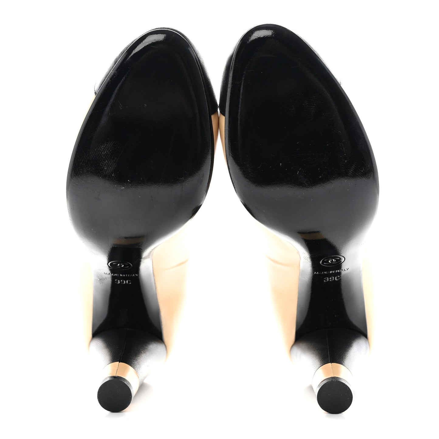 Lambskin Cap Toe Pumps 39 Beige Black
