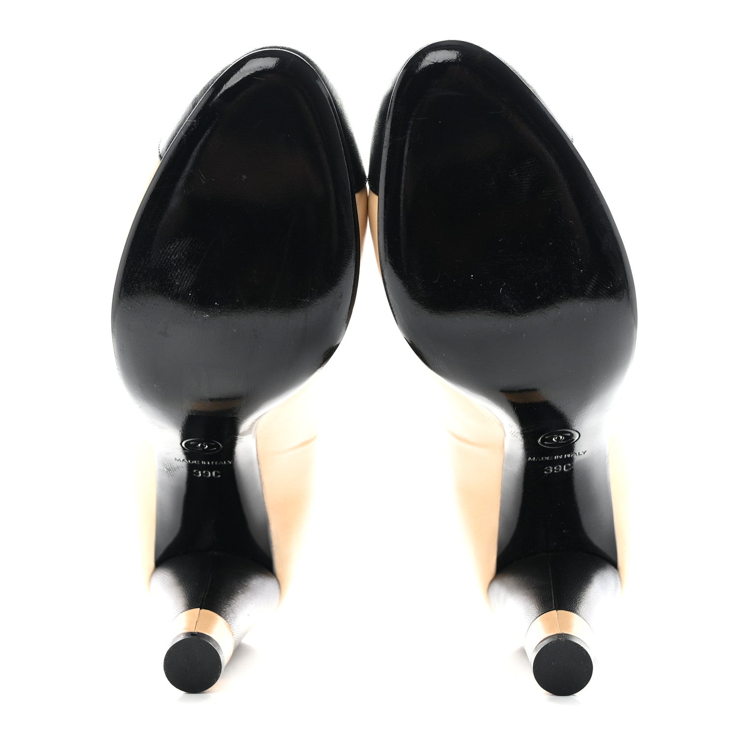 Chanel Lambskin Cap Toe Pumps 39 Beige Black 5 of 9