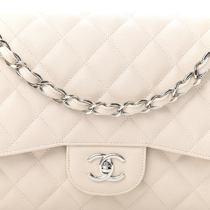 Chanel Caviar Quilted Jumbo Double Flap Light Beige 13 of 14