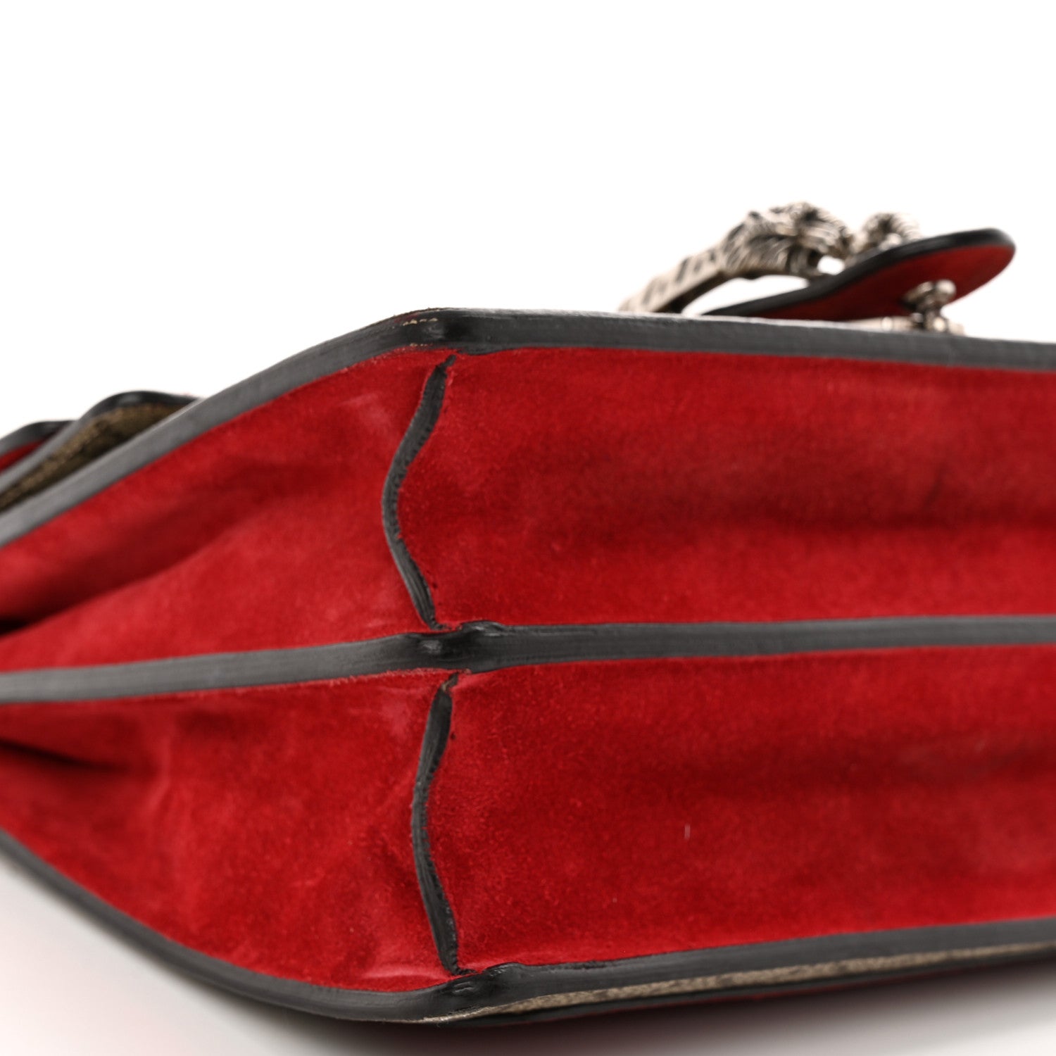 Gucci GG Supreme Monogram Suede Cudu Medium Dionysus Shoulder Bag Beige Ebony Vulcanic Red 9 of 18