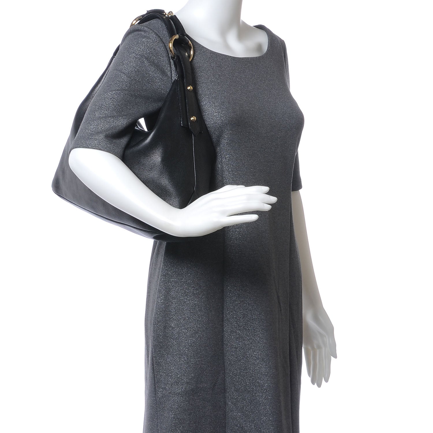 Gucci Leather Medium Horsebit Chain Hobo Black 2 of 7