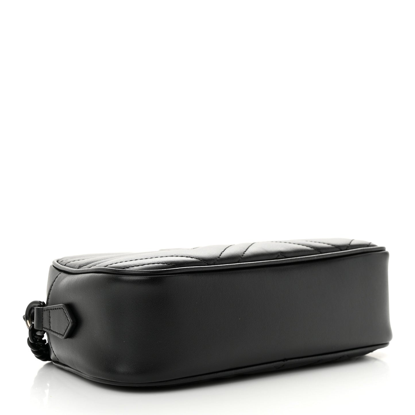 Calfskin Matelasse Monochrome Small GG Marmont Chain Shoulder Bag Black