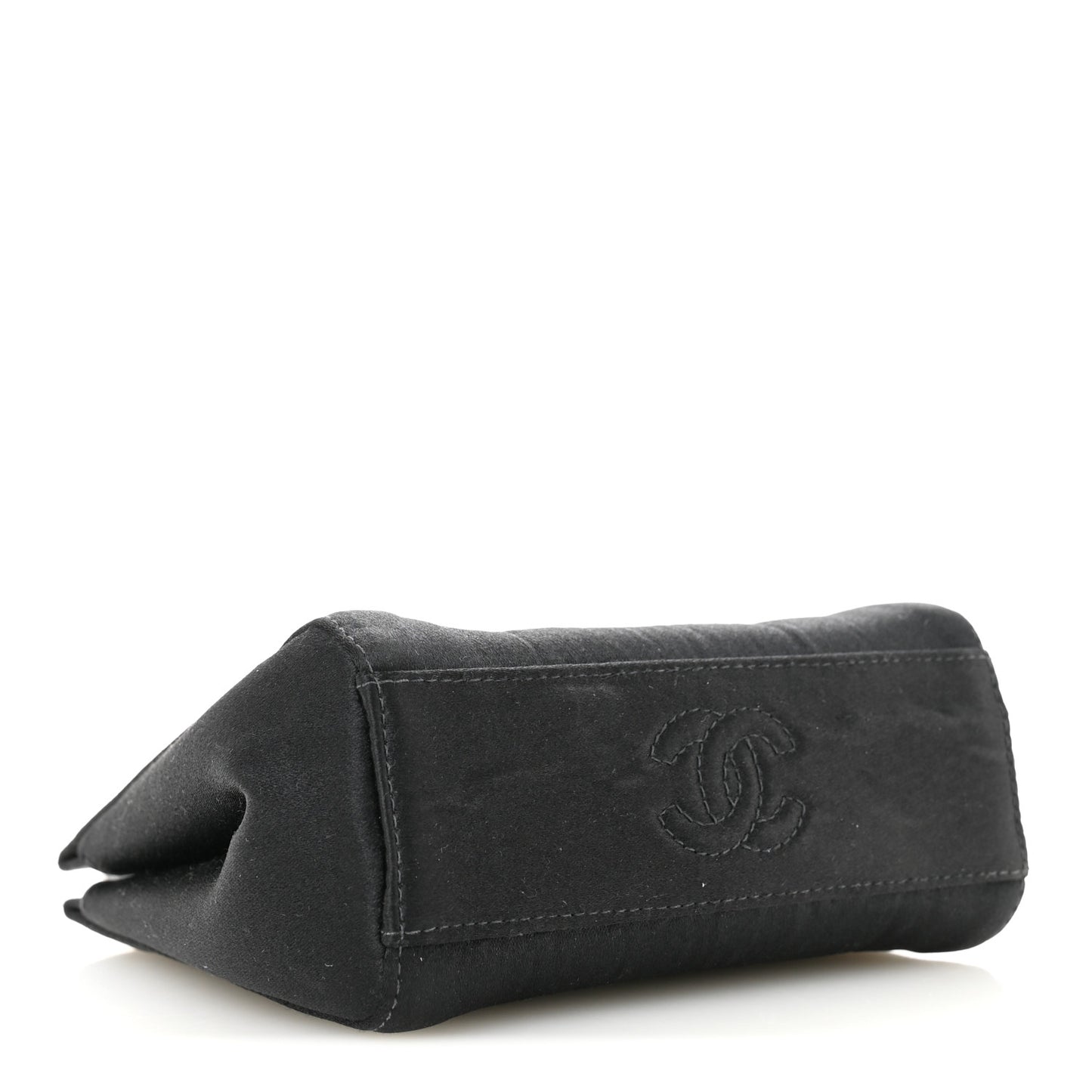Satin Crystal Small Camellia Evening Bag Black