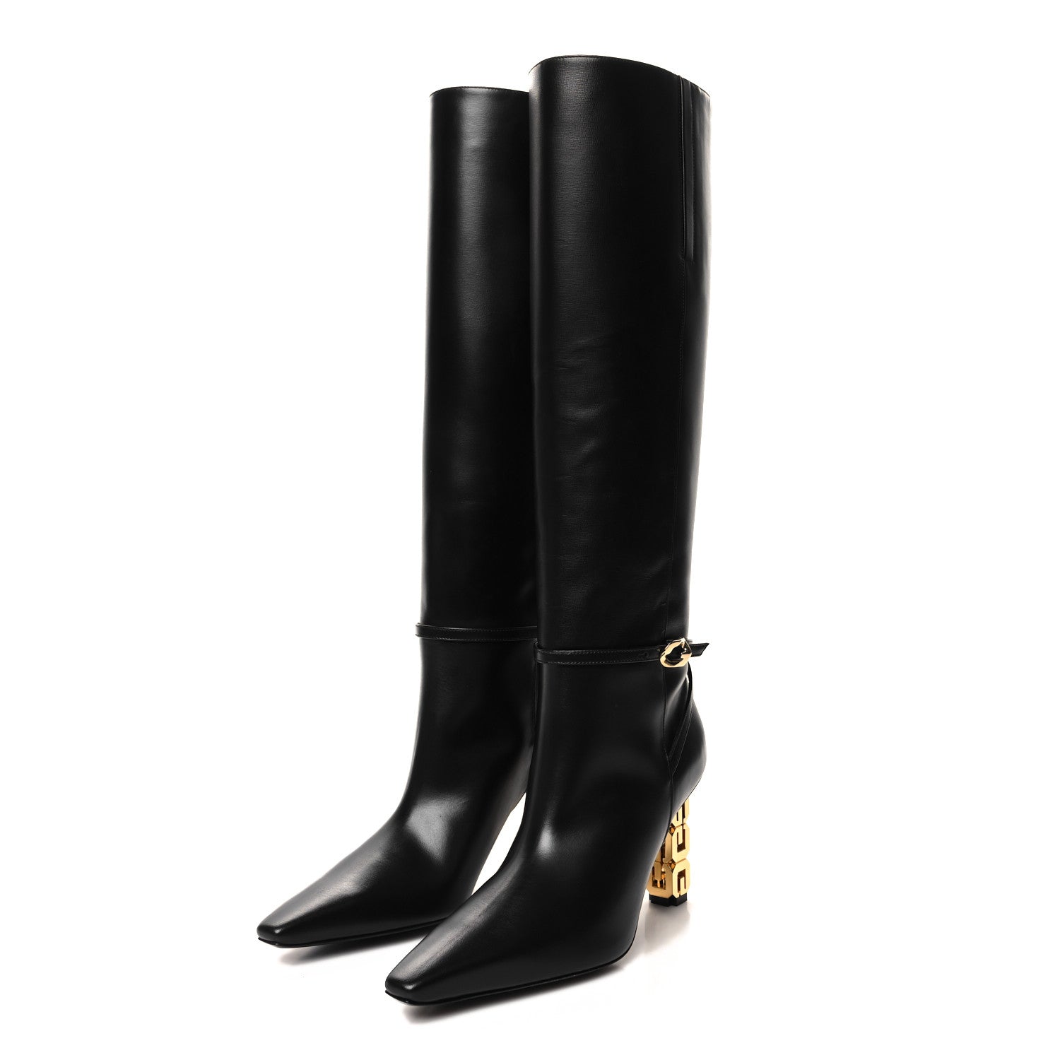 Givenchy Grained Calfskin G Cube Knee High Boots 38 Black 3 of 9