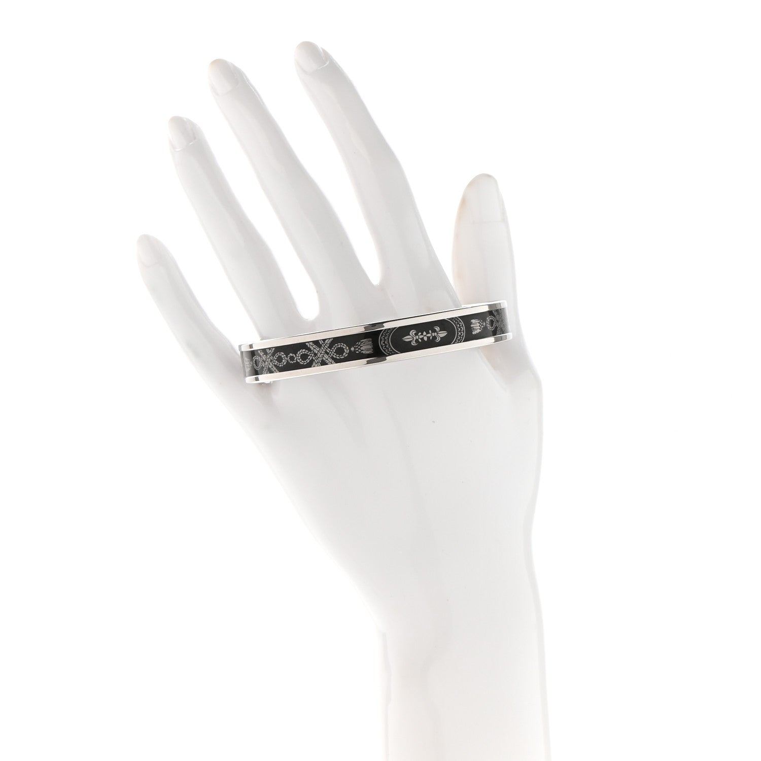 Hermes Enamel Printed Narrow Grand Apparat Bracelet Black 2 of 6