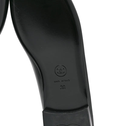 Chanel Lambskin Patent Calfskin Cap Toe Ankle Chain Ballerina Flats 38 Black 6 of 9