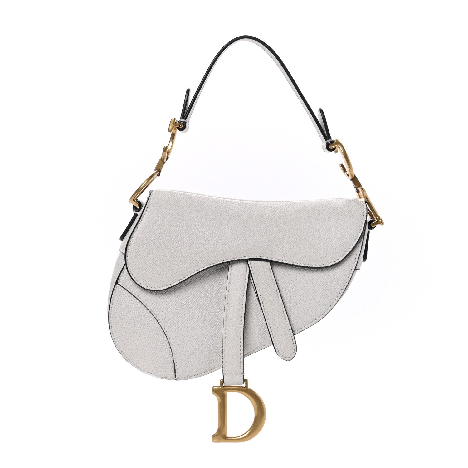 Christian Dior Grained Calfskin Mini Saddle Bag White 1 of 10