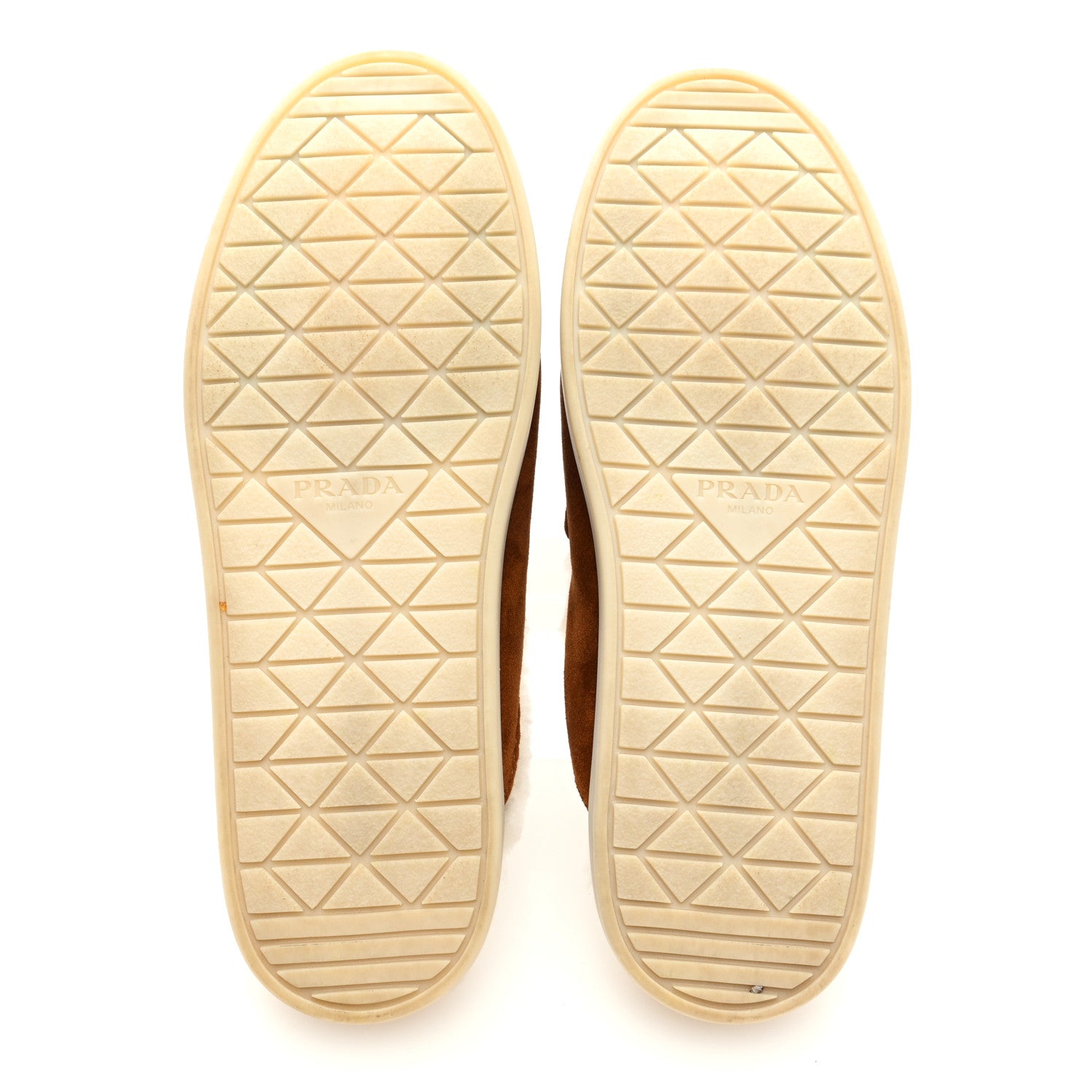 Prada Suede Shearling Triangle Logo Loafer Mules 37 Cognac 6 of 9