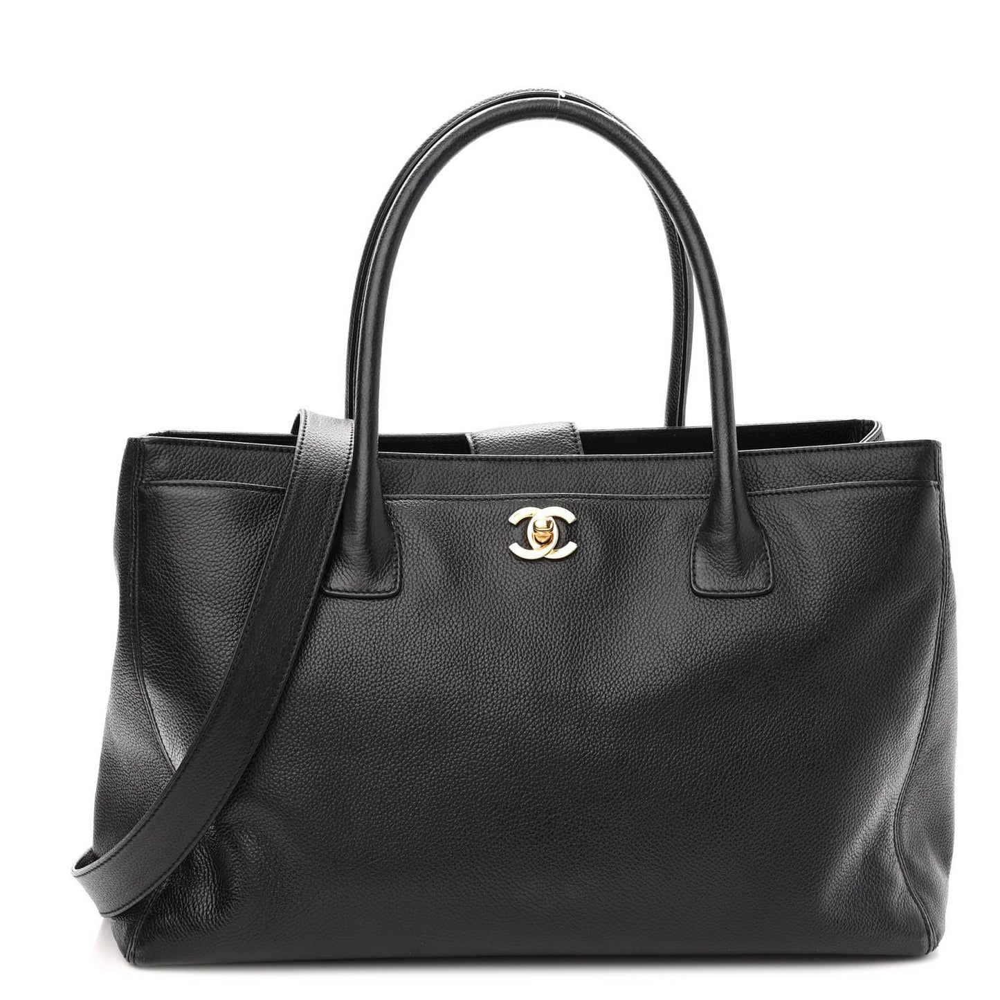 Calfskin Cerf Executive Shopper Tote Black