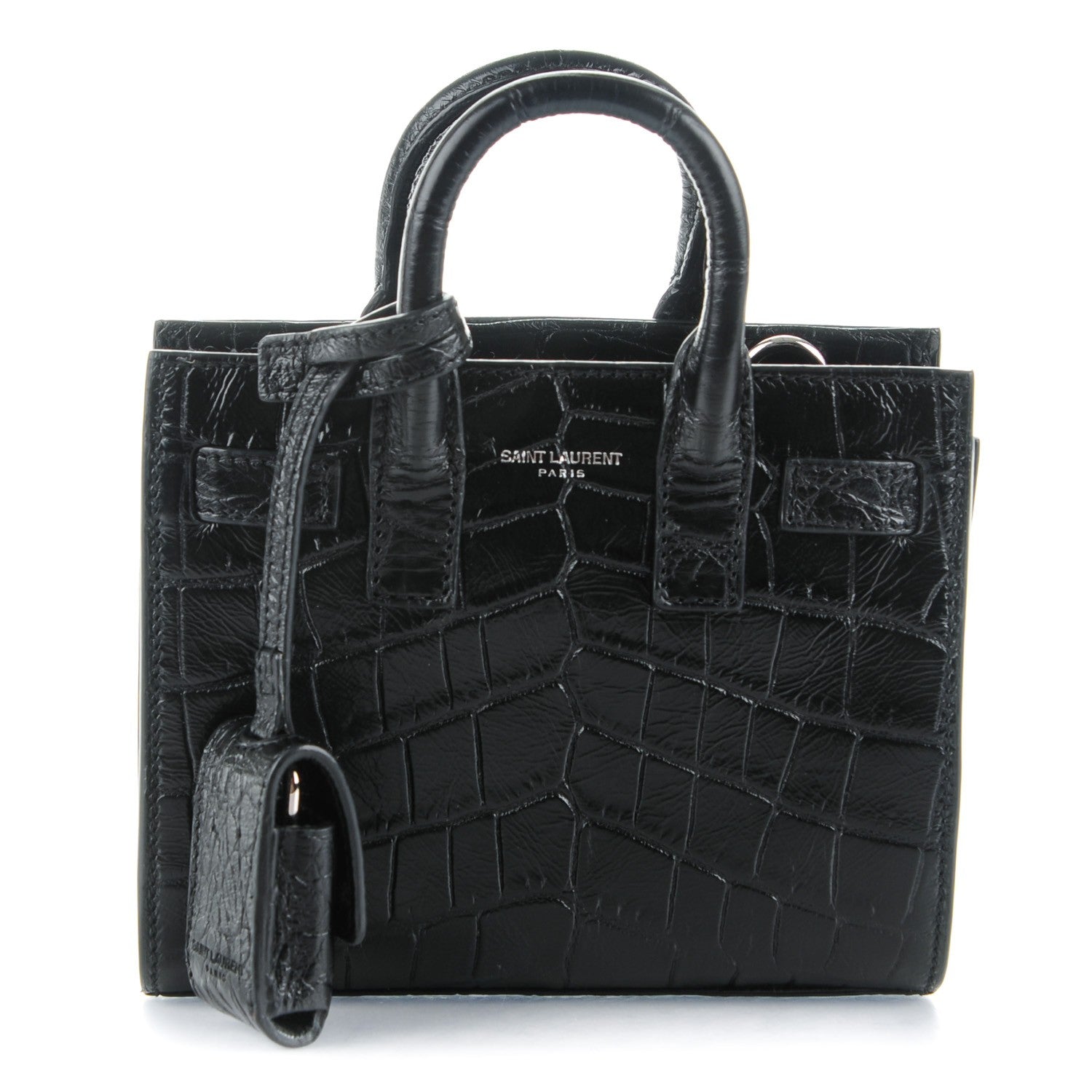 Saint Laurent Calfskin Crocodile Embossed Toy Sac De Jour Black 1 of 7