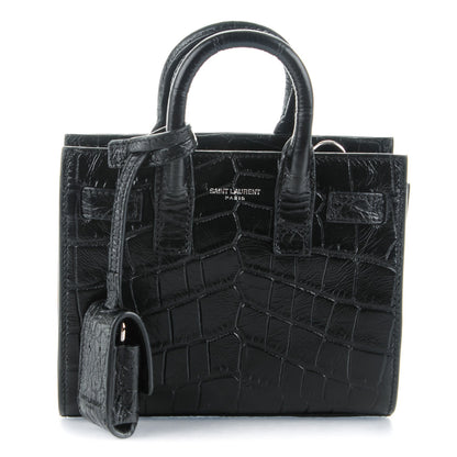 Saint Laurent Calfskin Crocodile Embossed Toy Sac De Jour Black 1 of 7