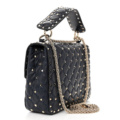 Valentino Garavani Nappa Medium Rockstud Spike Shoulder Bag Marine 3 of 11