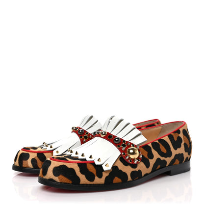 Christian Louboutin Pony Hair Leopard Print Octavian Bolla Flat Loafer 36.5 Brown White Multicolor 3 of 8