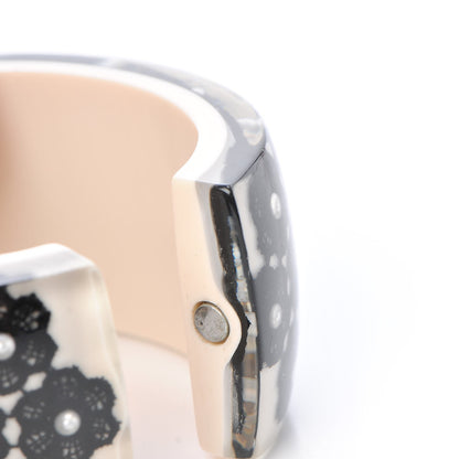 Chanel Resin Lace Pearl CC Cuff Bracelet Black 5 of 6