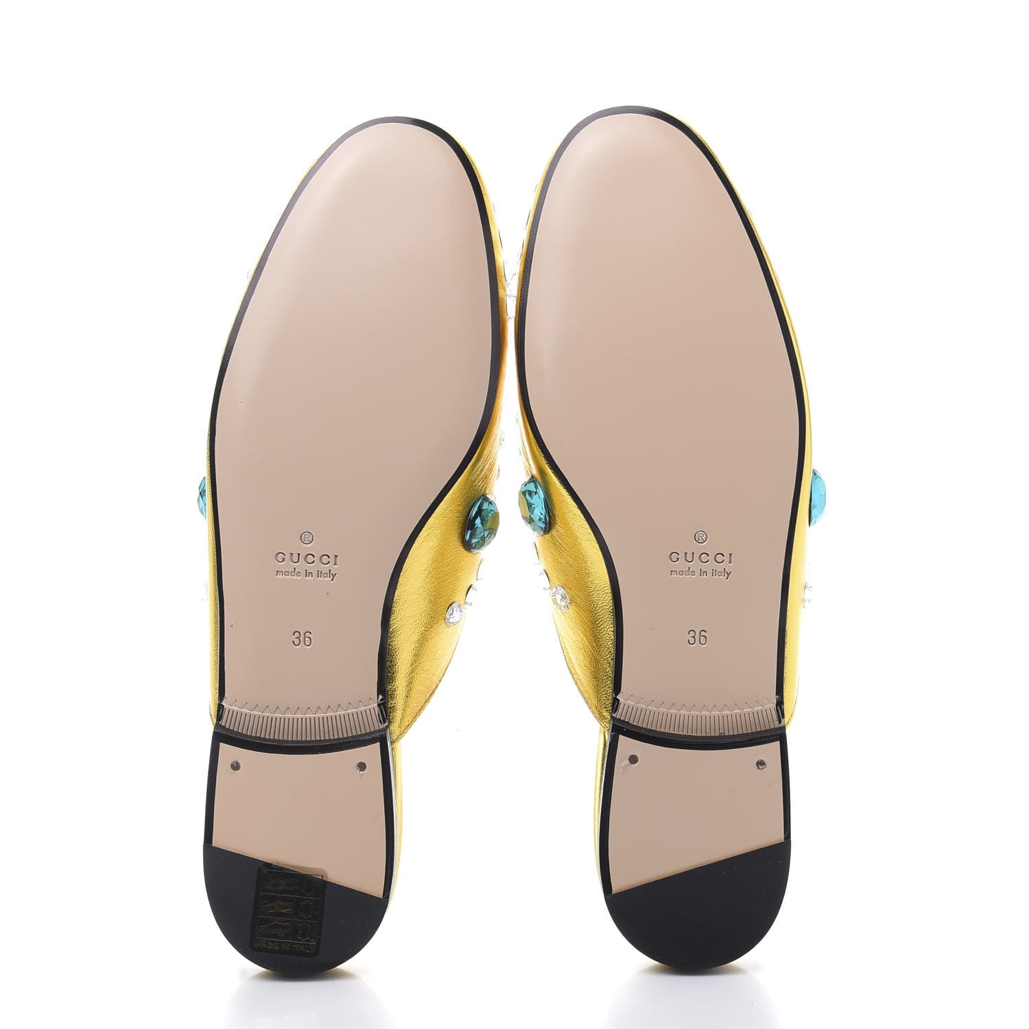 Gucci Metallic Nappa Crystal Womens Princetown Slippers 36 Gold 5 of 9