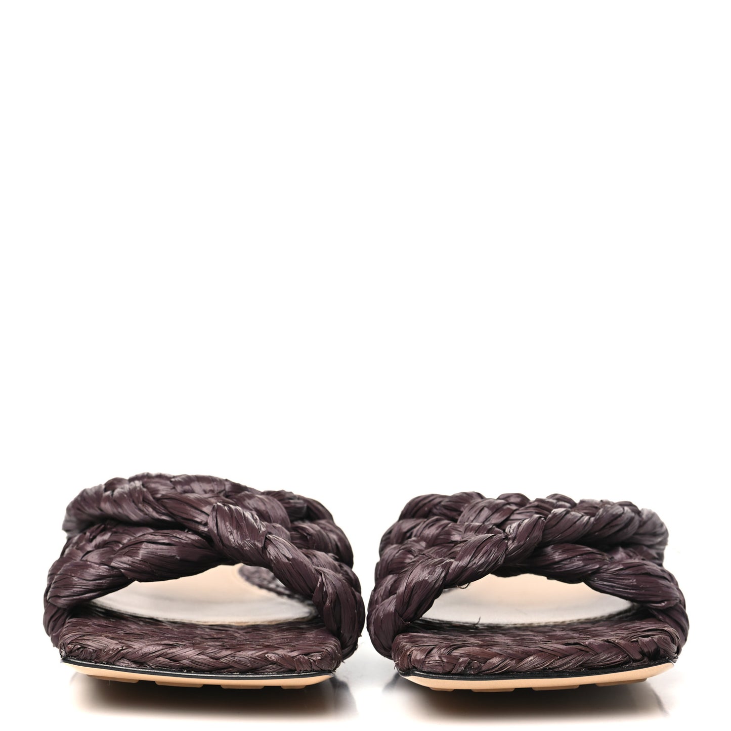 Raffia Twisted Intrecciato Stretch Flat Sandals 38.5 Bitter Chocolate