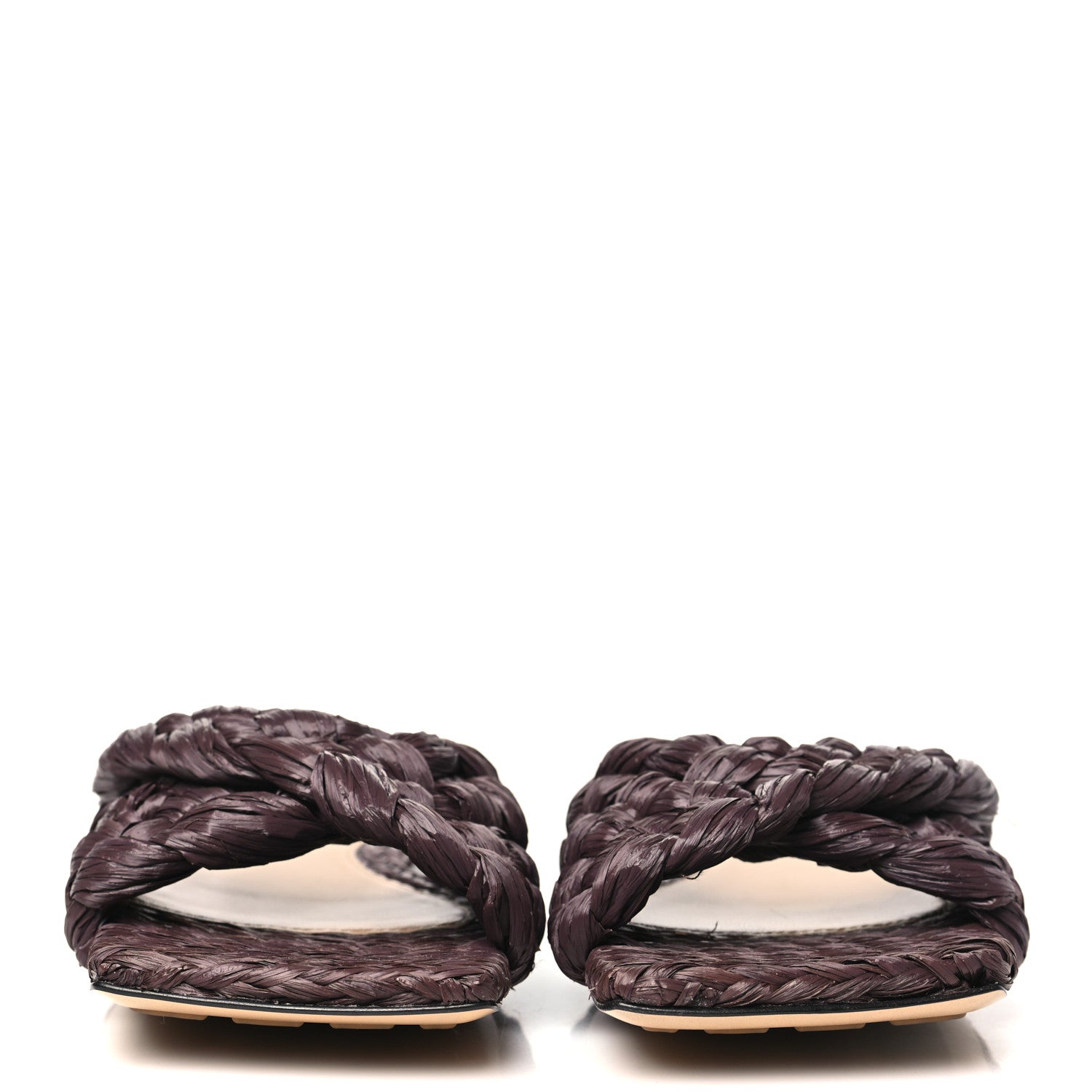 Bottega Veneta Raffia Twisted Intrecciato Stretch Flat Sandals 38.5 Bitter Chocolate 2 of 8