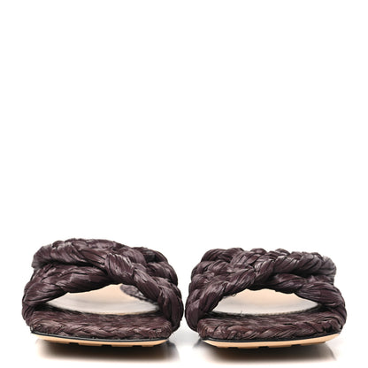 Bottega Veneta Raffia Twisted Intrecciato Stretch Flat Sandals 38.5 Bitter Chocolate 2 of 8