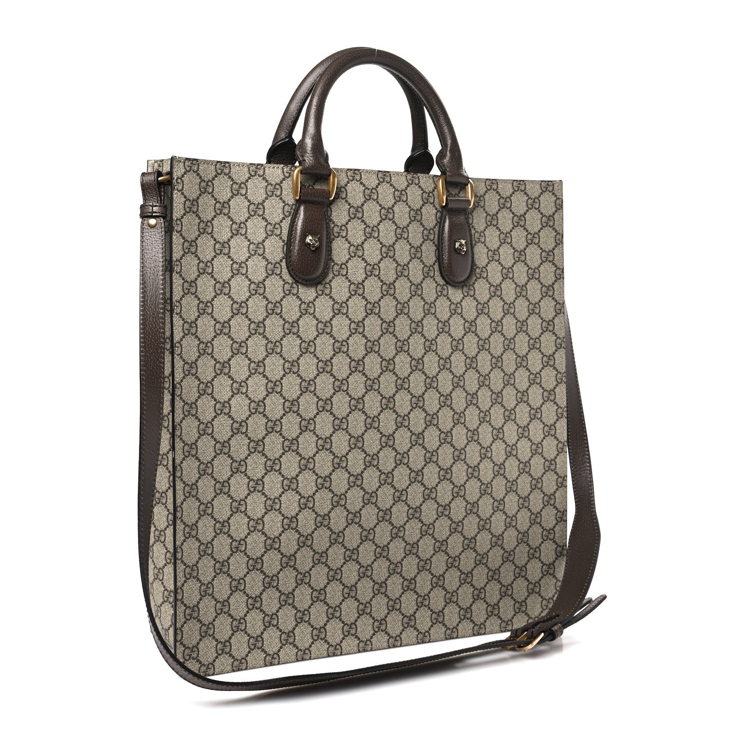 Gucci GG Supreme Monogram Web Animalier Bee Vertical Tote Brown 3 of 9