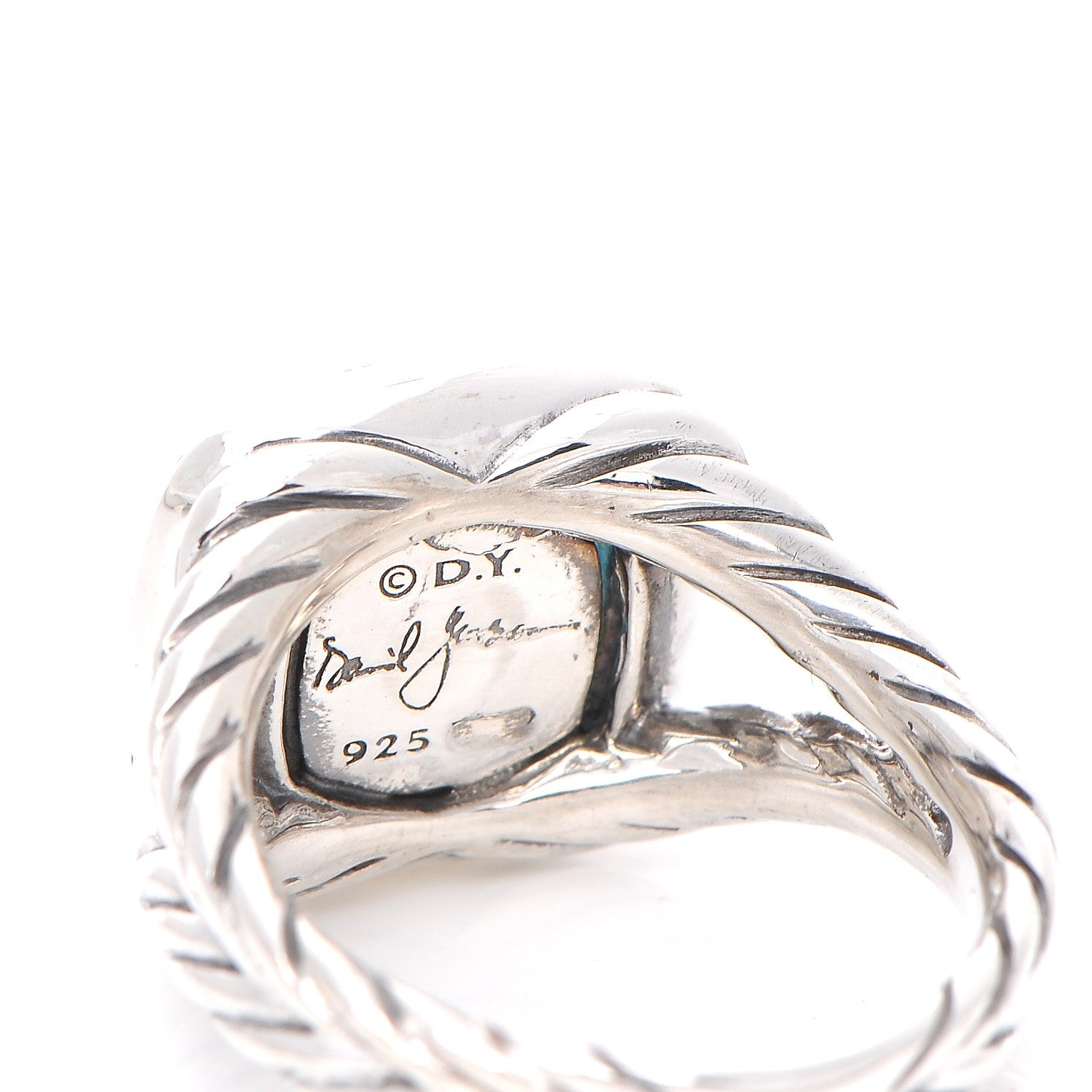 David Yurman Sterling Silver Diamond Blue Topaz 11mm Albion Ring 55 7.25 5 of 5