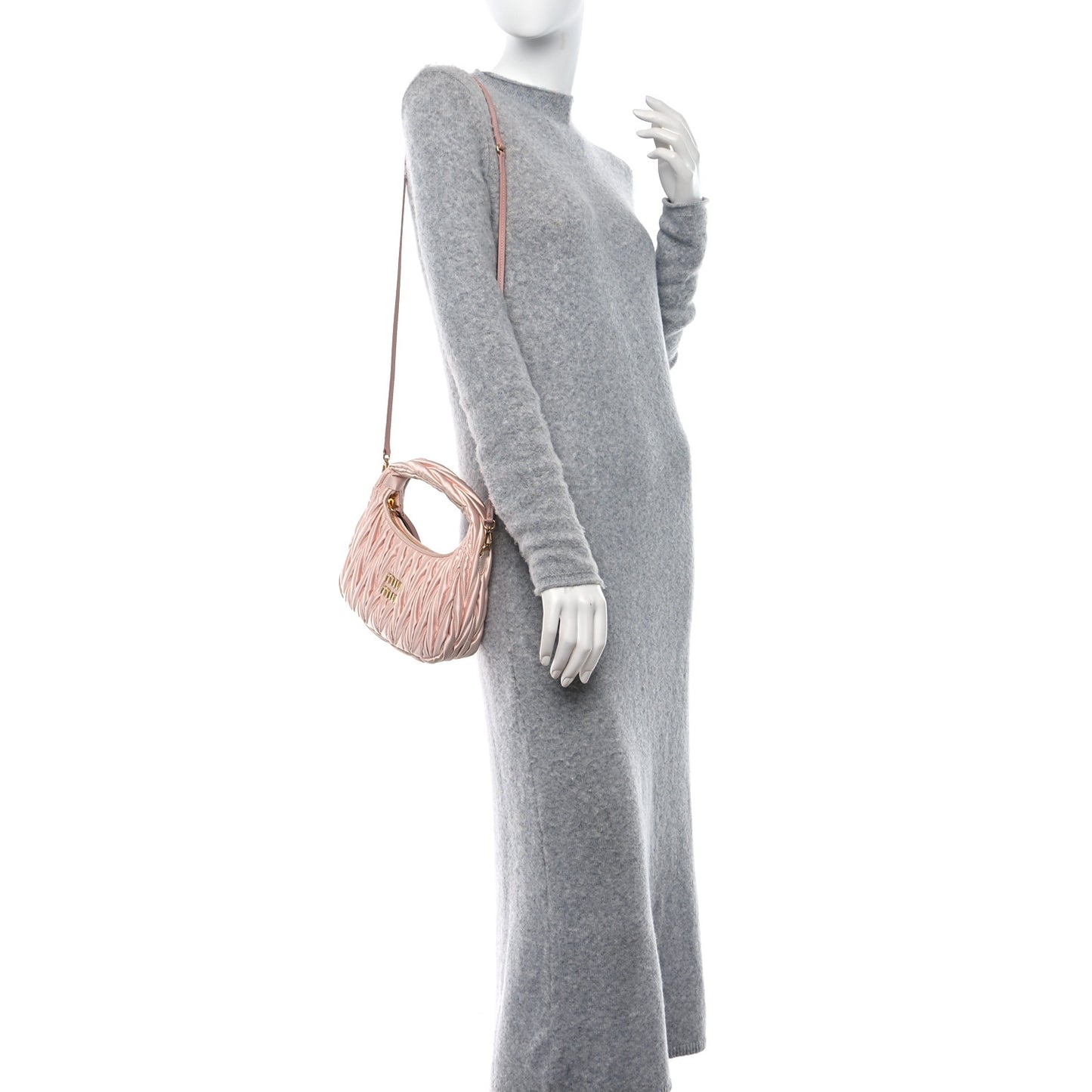 Satin Matelasse Mini Wander Hobo Alabaster Pink