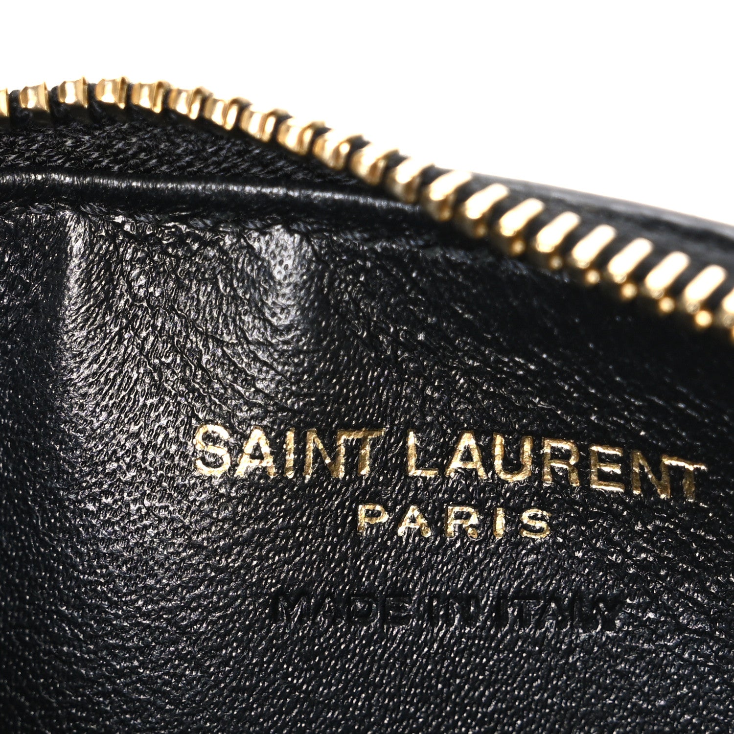 Saint Laurent Grain De Poudre Matelasse Chevron Monogram Fragments Zippered Card Case Black 6 of 8
