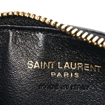 Saint Laurent Grain De Poudre Matelasse Chevron Monogram Fragments Zippered Card Case Black 6 of 8