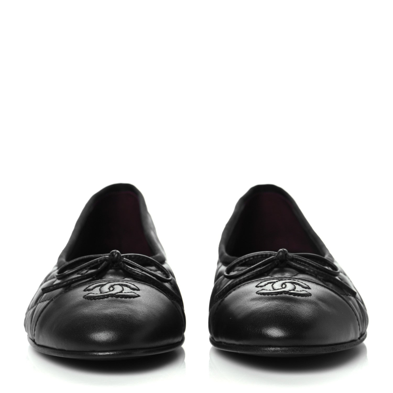 Chanel Aged Calfskin Quilted CC Cap Toe Ballerina Flats 40.5 Black 2 of 8