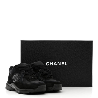 Chanel Fabric Calfskin Suede CC Sneakers 36 Black 15 of 15