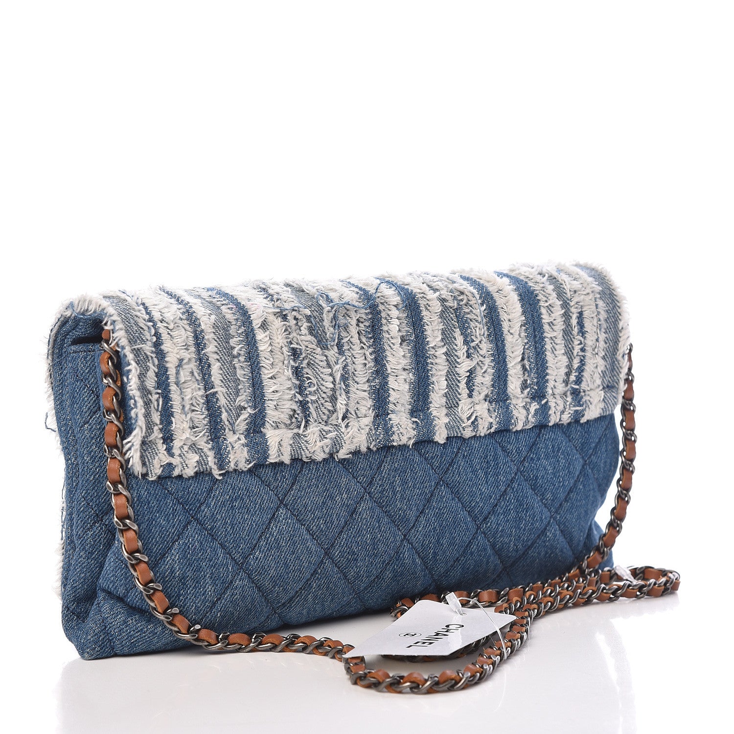 Chanel Denim Fringe Medium Single Flap Bag Blue 3 of 13