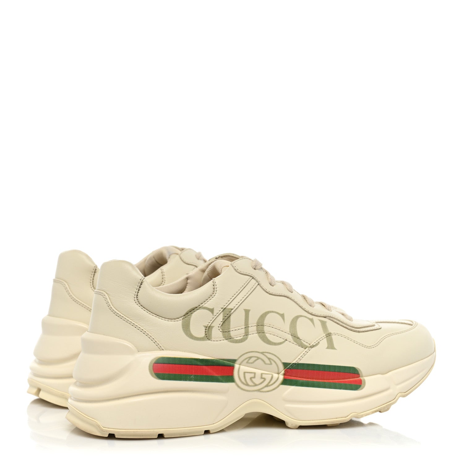 Gucci Calfskin Logo Womens Rhyton Sneakers 39 Ivory 4 of 8