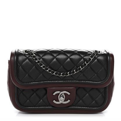 Chanel Lambskin Classic Twist Mini Rectangular Flap Black Burgundy 1 of 13