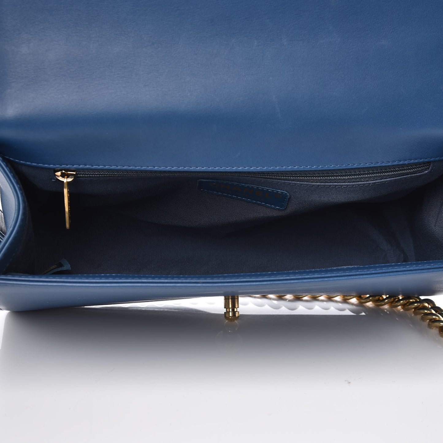 Lambskin Quilted New Medium Boy Flap Blue