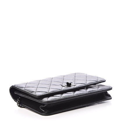 Chanel Aged Calfskin Quilted Reissue Wallet On Chain WOC So Black 4 of 12