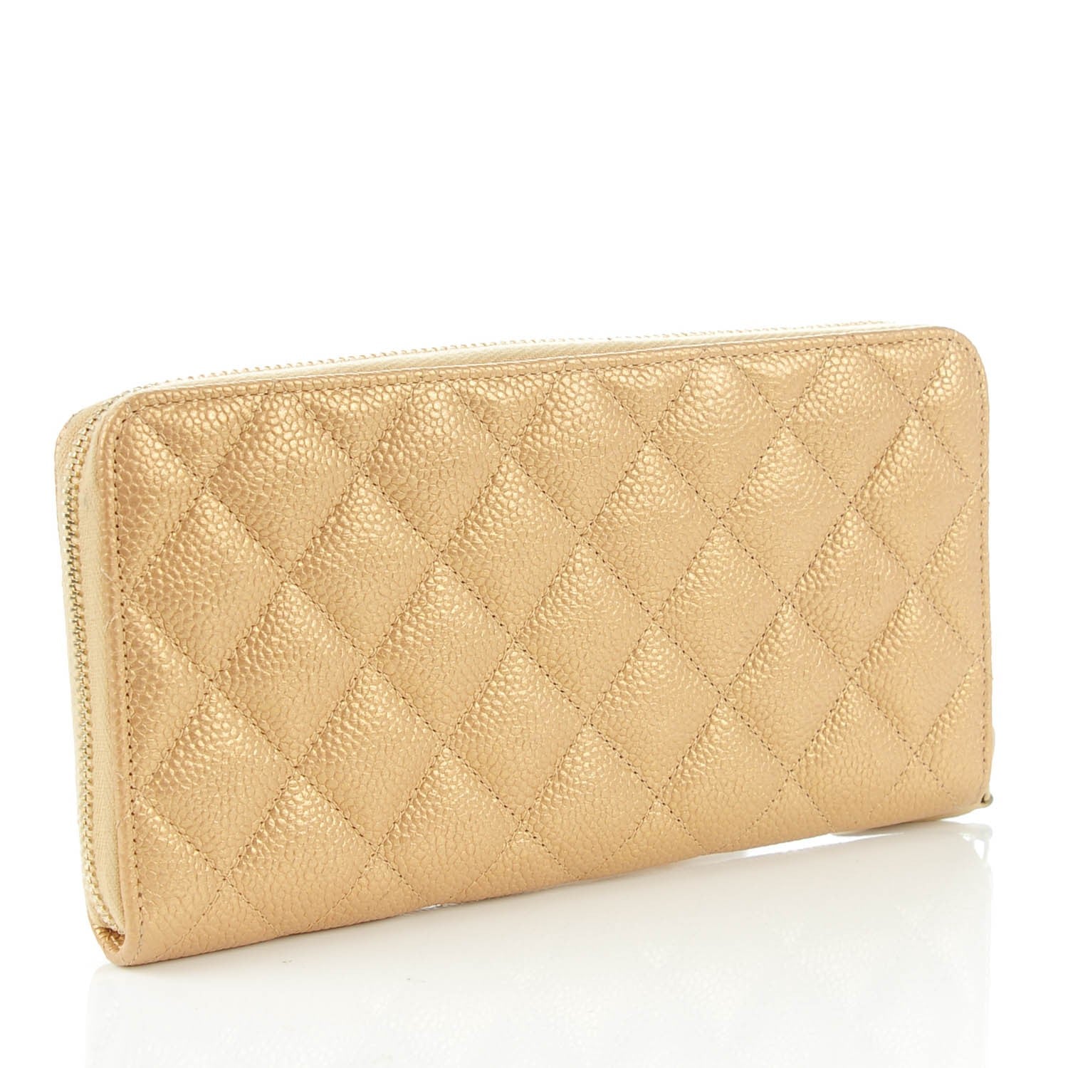 Chanel Pearly Caviar Quilted Large Gusset Zip Around Wallet Gold 3 of 8