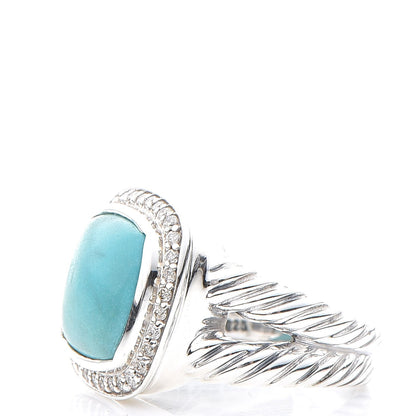David Yurman Sterling Silver Diamond Turquoise 11mm Albion Ring 52 6 4 of 5