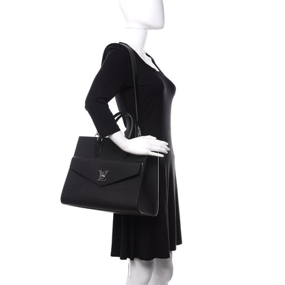 Louis Vuitton Soft Calfskin Lockme Tote MM Black Rose Ballerine 2 of 9