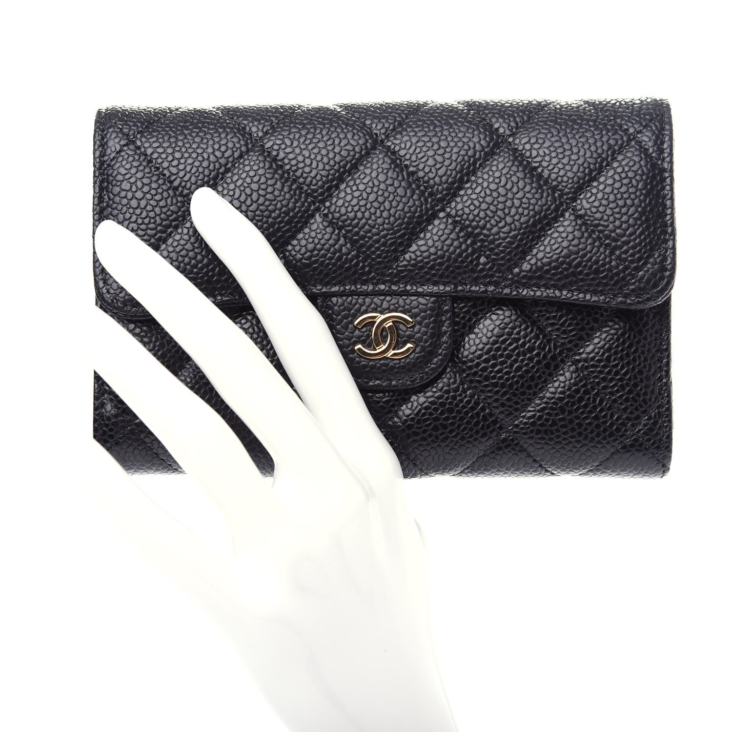 Chanel Caviar Quilted Medium Flap Wallet Black 2 of 9