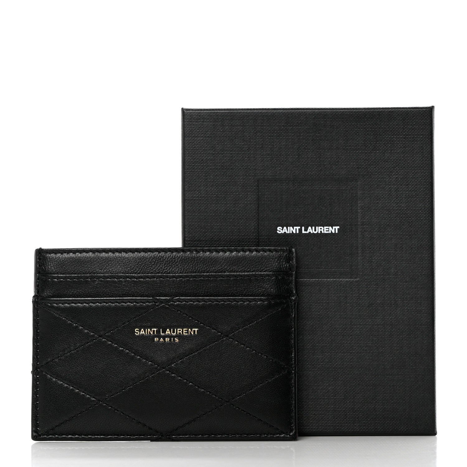 Saint Laurent Grain De Poudre Matelasse Chevron Monogram Credit Card Case Red 21 of 22