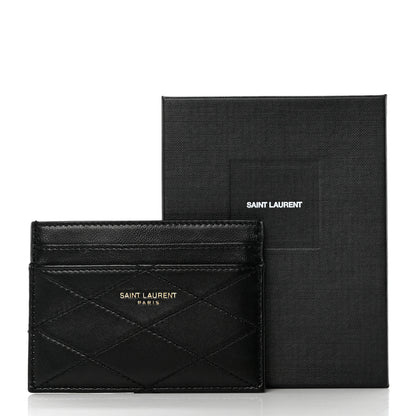 Saint Laurent Grain De Poudre Matelasse Chevron Monogram Credit Card Case Red 21 of 22