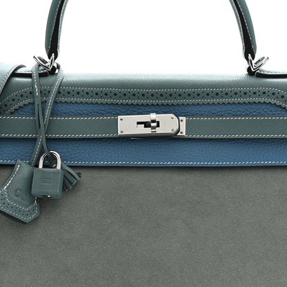 Hermes Veau Doblis Taurillon Clemence Evergrain Ghillies Kelly Retourne 35 Turquoise Ciel 8 of 11