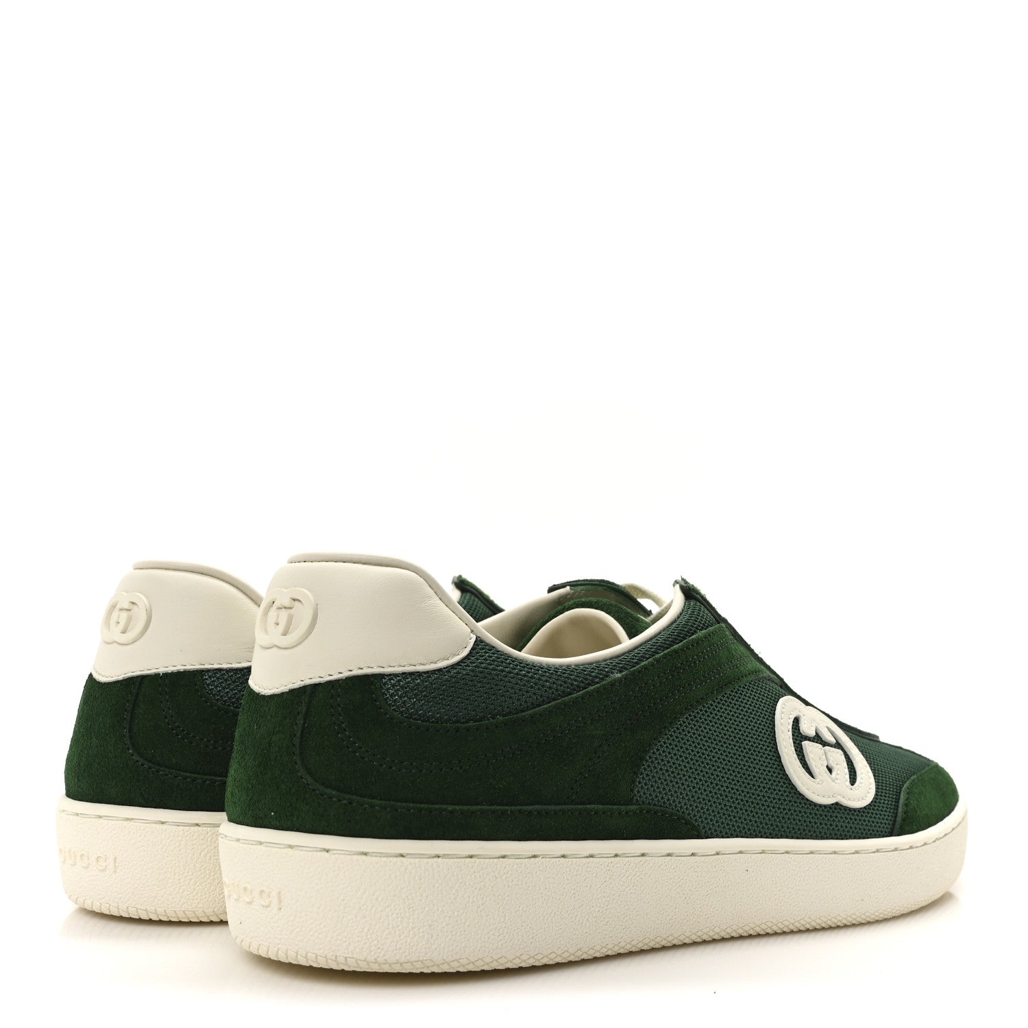 Gucci Suede Nylon Mens G75 Sneaker 8 New Shamarock Emerald Off White 5 of 9