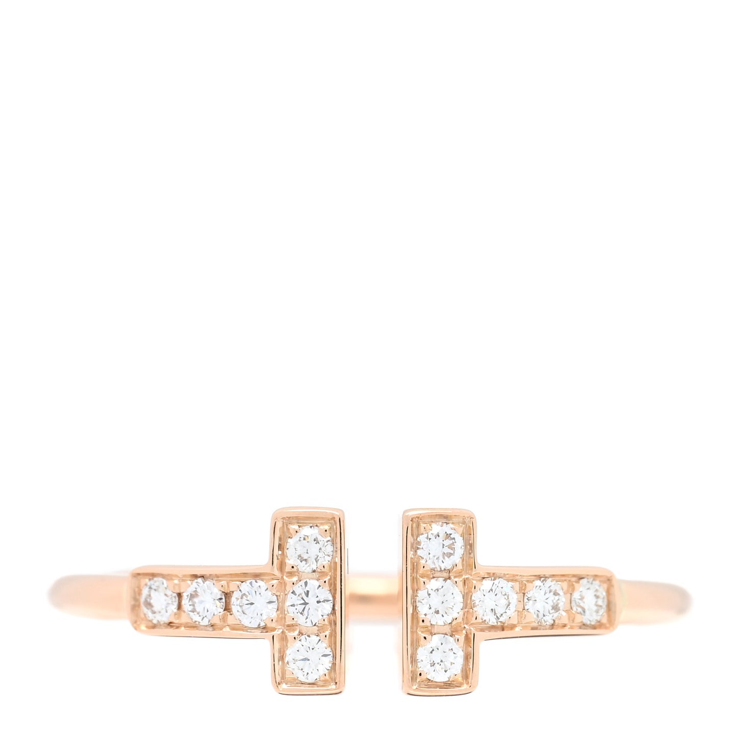 18K Rose Gold Diamond T Wire Ring 55 7.25