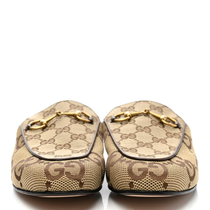 Gucci Monogram Jumbo GG Malaga Kid Womens Princetown Slippers 39.5 Camel Ebony New Acero Beige 2 of 8
