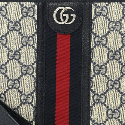 Gucci GG Supreme Monogram Textured Dollar Calfskin Web Ophidia Wristlet Pouch Beige Blue 7 of 9